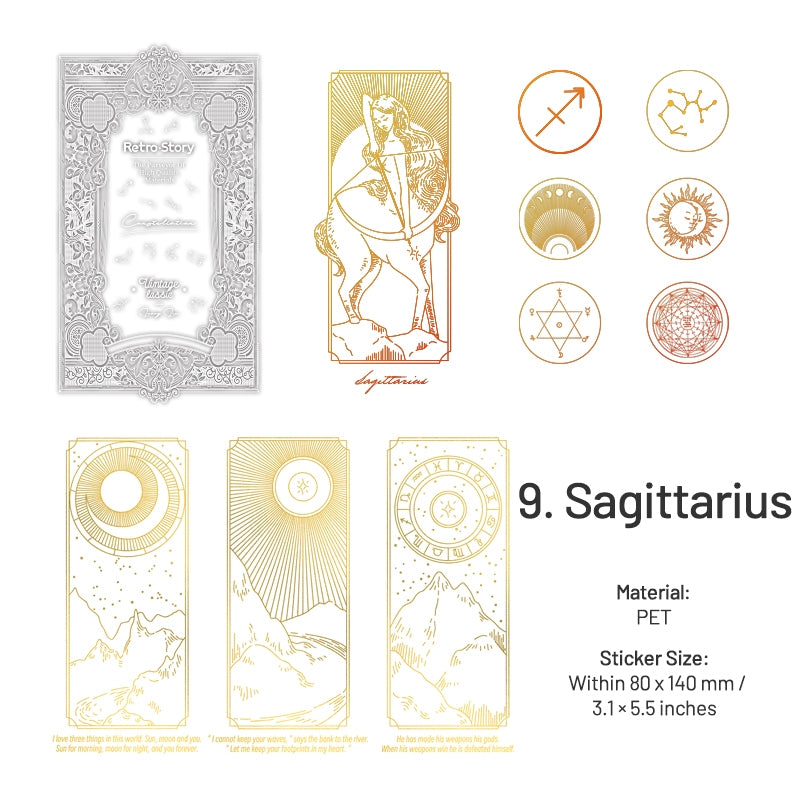 Zodiac Constellations Hot Stamping PET Decorative Stickers sku-9