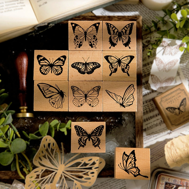 Butterfly Themed Wooden Rubber Stamps (12 Designs)111