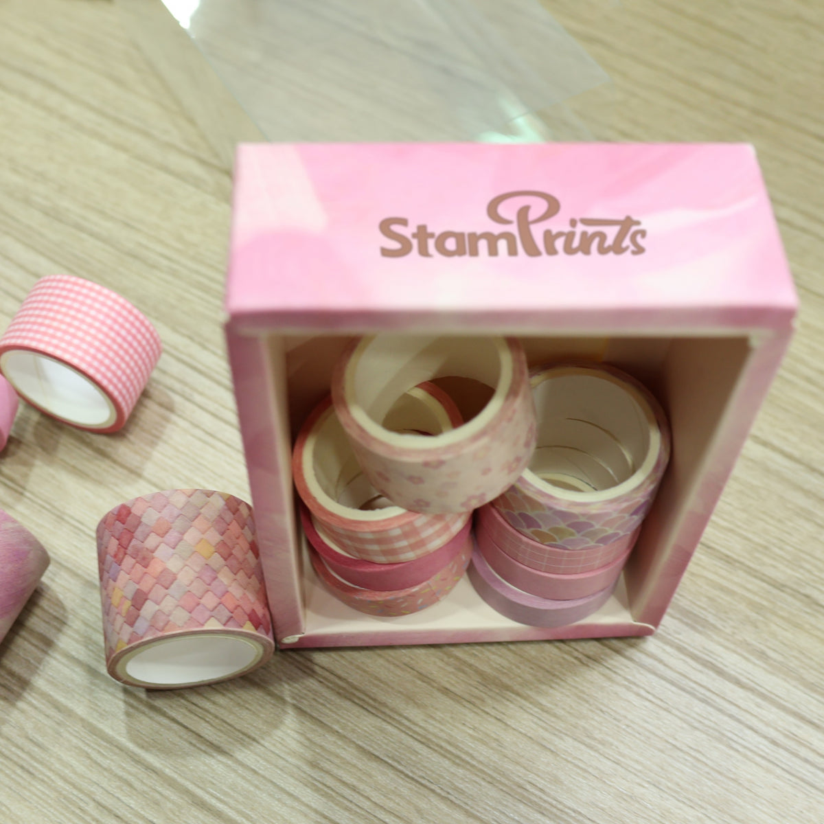 12 Rolls Pink and Decorative Washi Tape Set - Stamprints-1