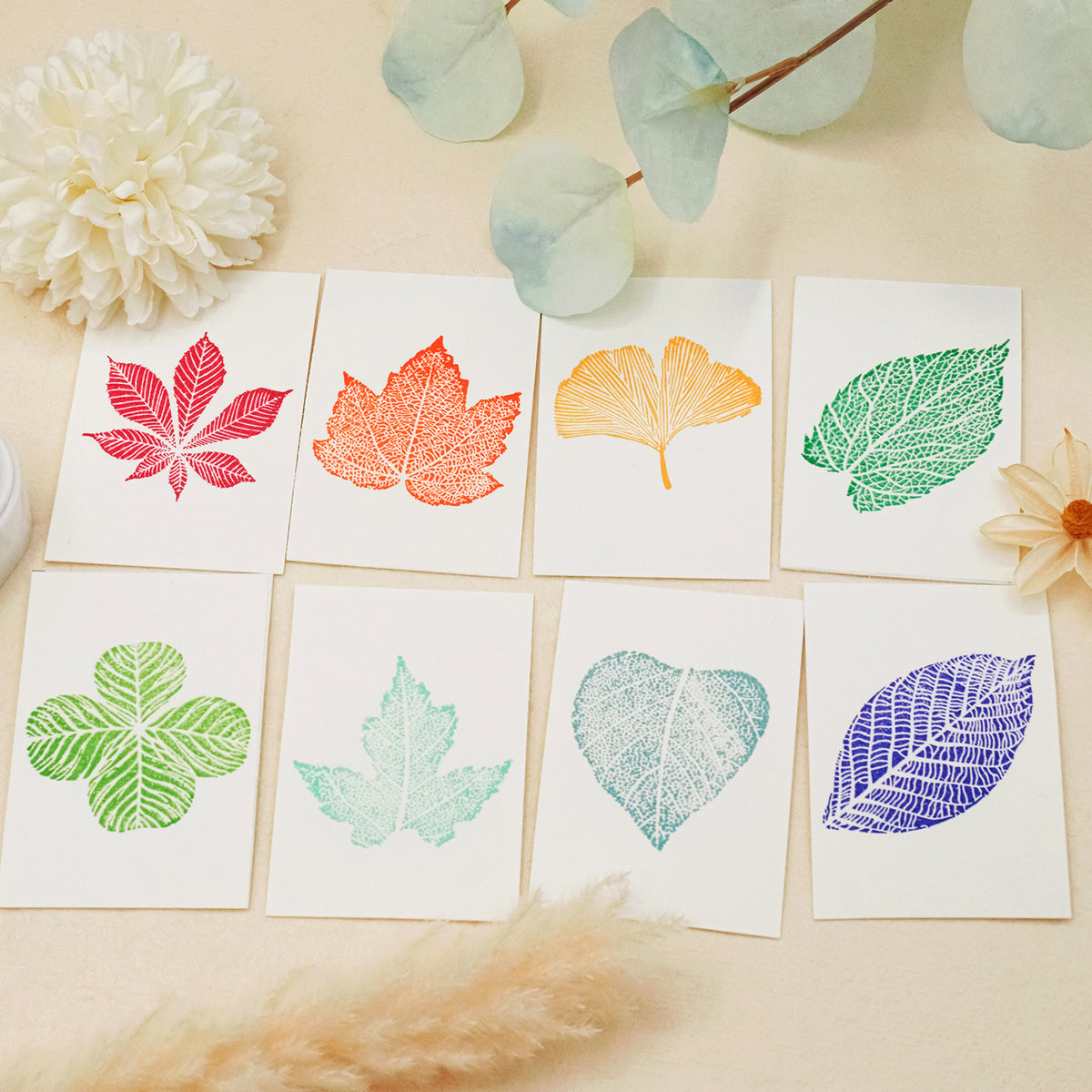 Leaf Wooden Rubber Stamp Ink Pad Set 1