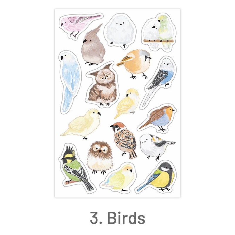 Bird-Pet Cartoon Stickers - Cat, Dog, Rabbit, Hamster, Birdr, Animal
