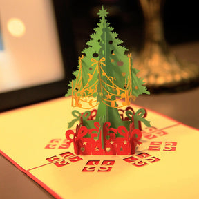 3D Paper Carved Christmas Tree Greeting Card b2