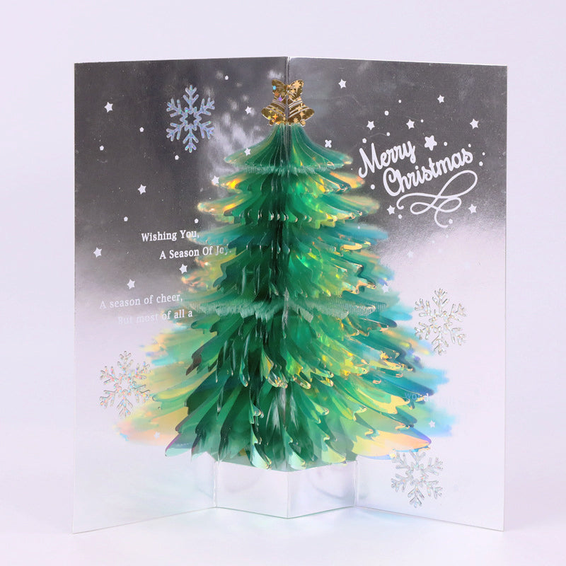 3D Sparkling Christmas Tree Greeting Card b