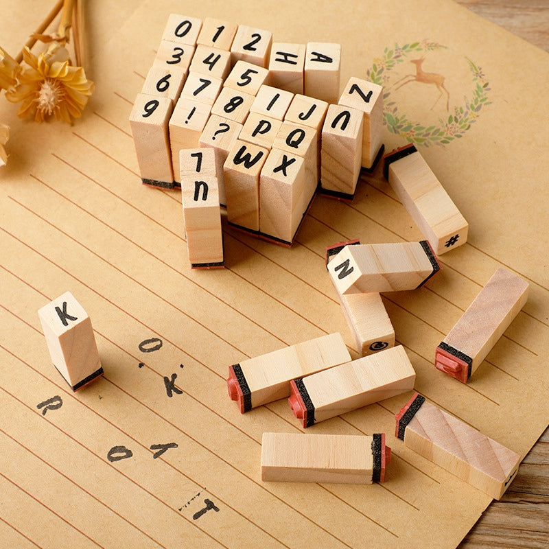 Ready Made Rubber Stamp - 40-Piece Numbers Alphabet Symbols Rubber Stamps with Ink Pad Set