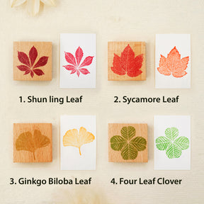 Leaf Wooden Rubber Stamp Ink Pad Set 5
