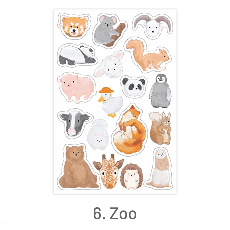 Zoo-Pet Cartoon Stickers - Cat, Dog, Rabbit, Hamster, Birdr, Animal