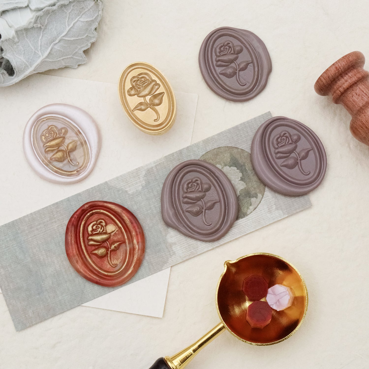  Cyrank Wax Seal Stamp, Envelope Sealer Stamp Rose Wax
