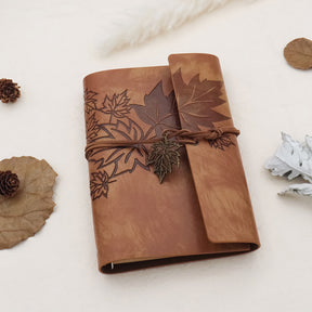 Stamprints Vintage Embossed Leather Journal with Maple Leaf Charm 1