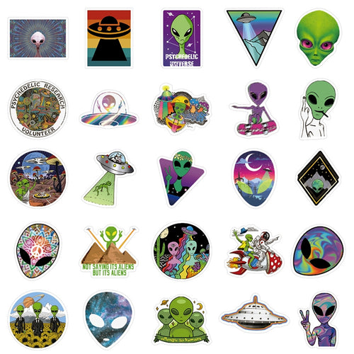 Alien Sticker Raving Sci-Fi Alien Graffiti PVC Sticker Pack - Journal Stickers | Stamprints