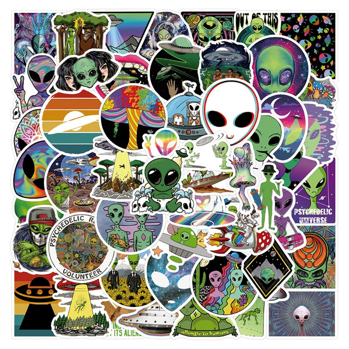 Alien Sticker Raving Sci-Fi Alien Graffiti PVC Sticker Pack - Journal Stickers | Stamprints