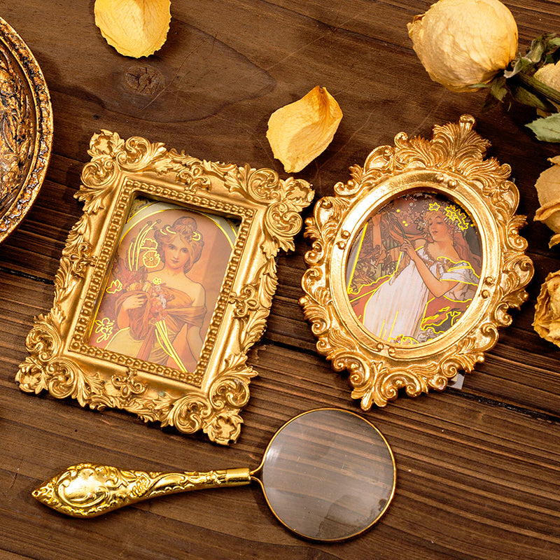 Alphonse Mucha Vintage Women Hot Stamping PET Stickers b2