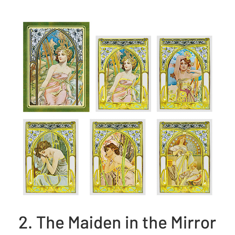 Alphonse Mucha Vintage Women Hot Stamping PET Stickers sku-2