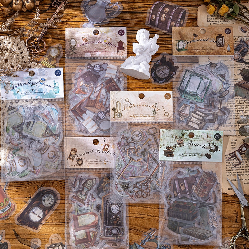Antique Clock Furniture Retro Objects PET Stickers a