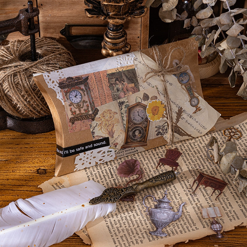 Antique Clock Furniture Retro Objects PET Stickers b2