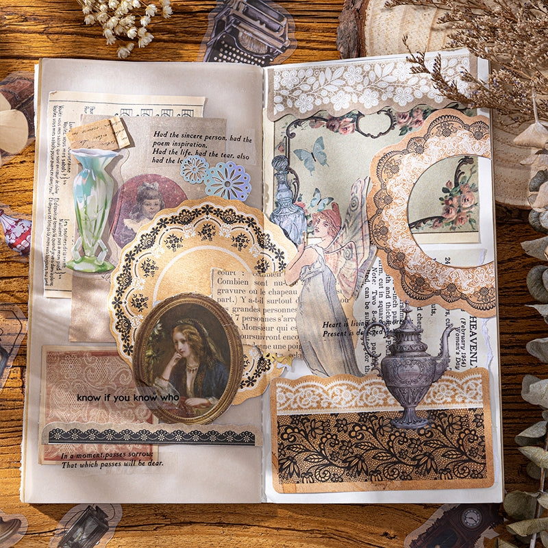 Antique Clock Furniture Retro Objects PET Stickers b3