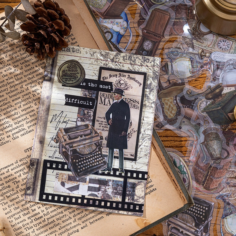 Antique Clock Furniture Retro Objects PET Stickers b4