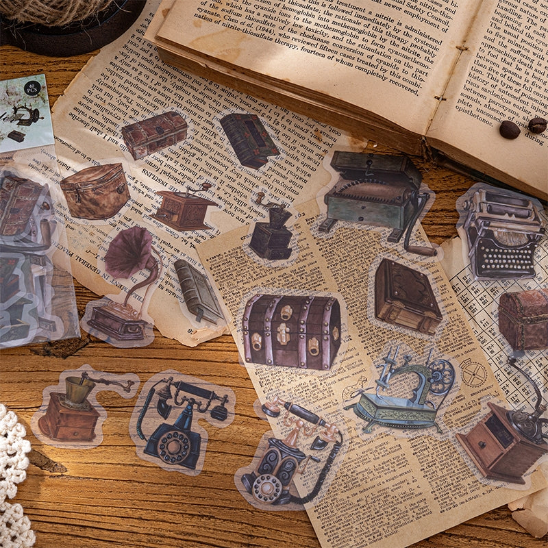 Antique Clock Furniture Retro Objects PET Stickers b5