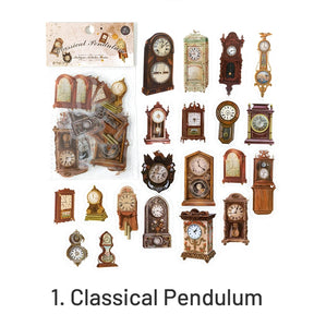 Antique Clock Furniture Retro Objects PET Stickers sku-1