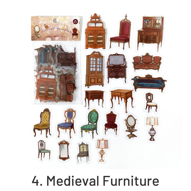 Antique Clock Furniture Retro Objects PET Stickers sku-4