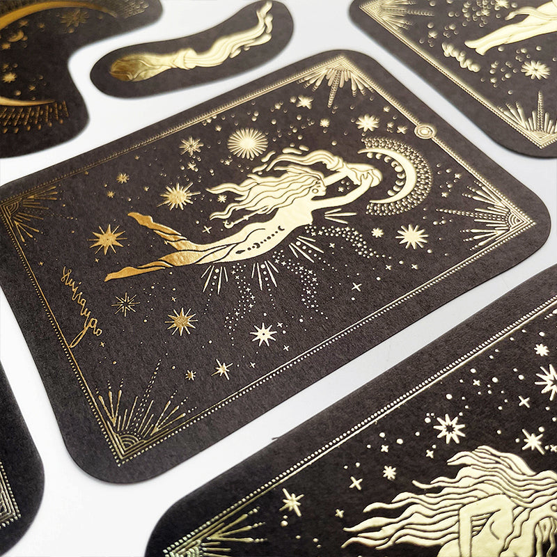 Artistic Constellation Girl Cold Stamping Washi Sticker c2