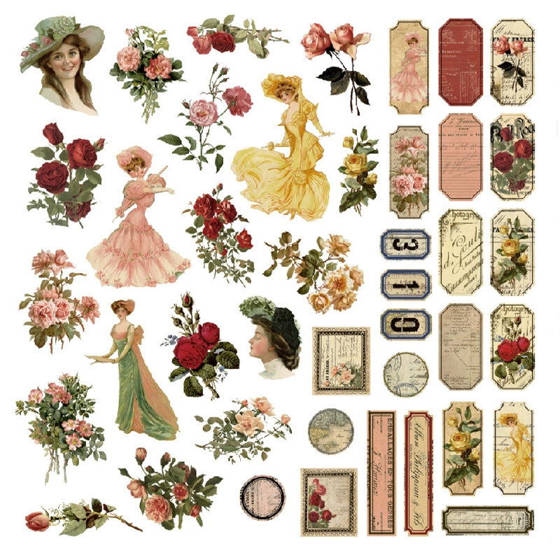 Beauty And Rose Vintage Art Journal Stickers 2