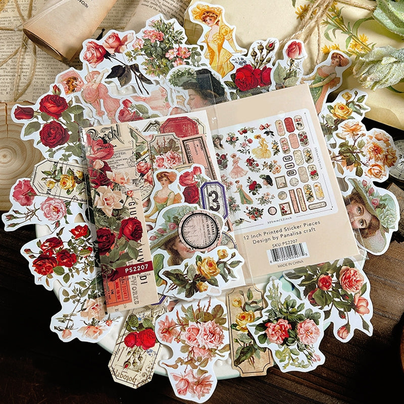 Beauty And Rose Vintage Art Journal Stickers 3