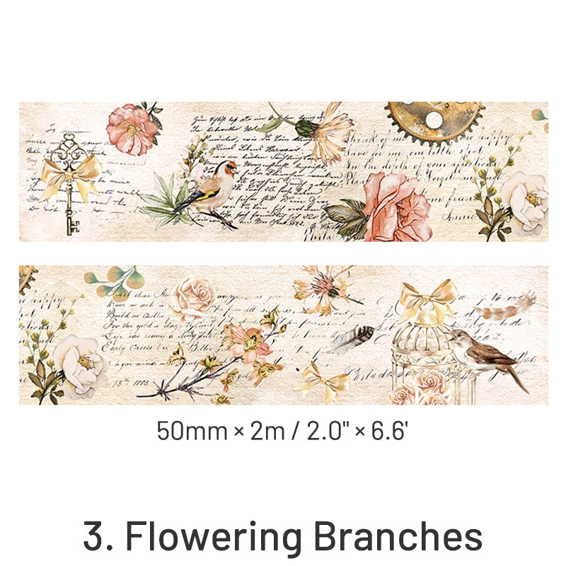 Vintage Hot Stamping Flower Journal Tape - Clear Floral Decorative