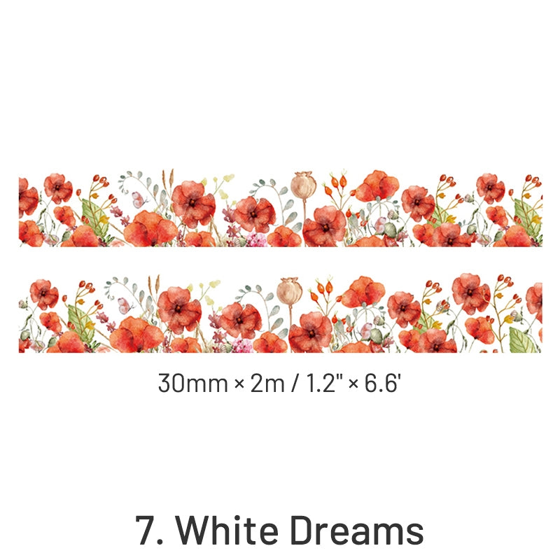 White Floral Washi Tape