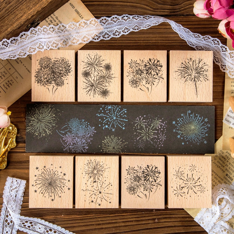 Brilliant Fireworks Wooden Rubber Stamp a