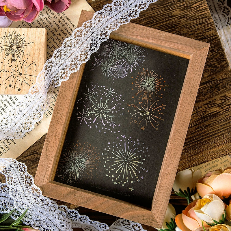 Brilliant Fireworks Wooden Rubber Stamp b4