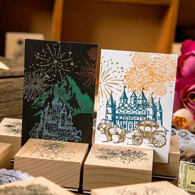 Brilliant Fireworks Wooden Rubber Stamp b5