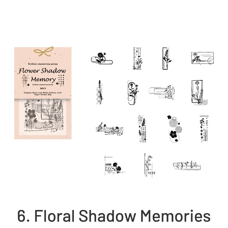 Broken Memories Retro Black & White Sticker Pack sku-6