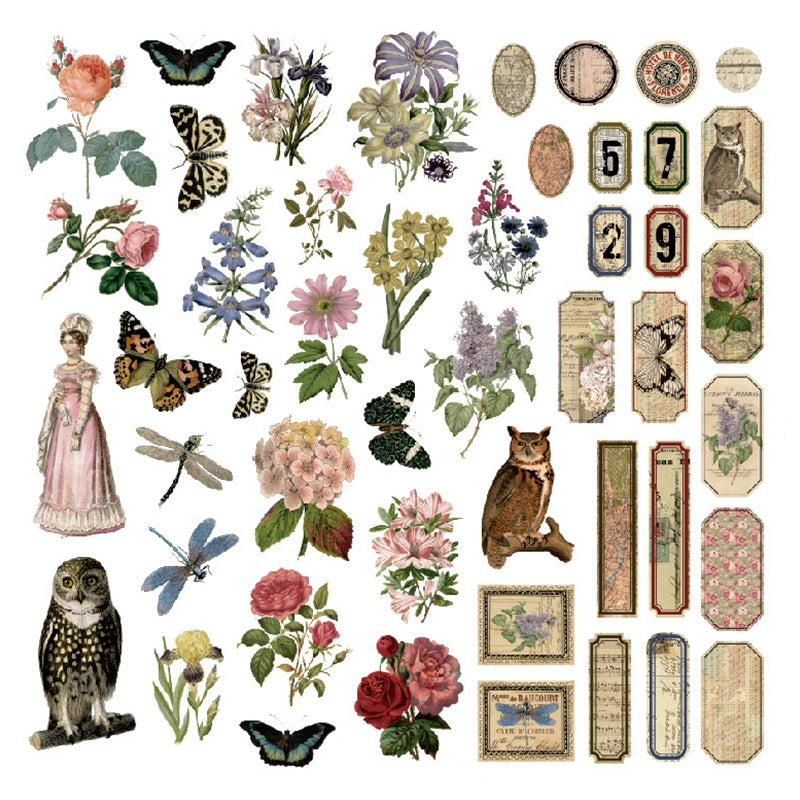 Butterflies And Flowers Vintage Art Journal Stickers 3