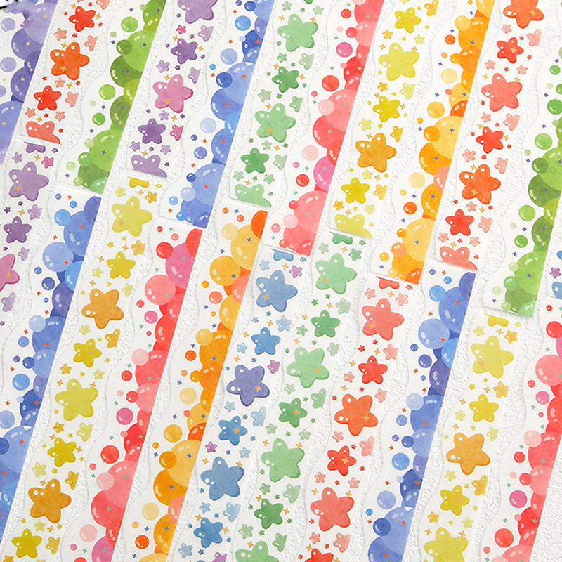 Candy Color Stars Flowers Bubbles Border Decoration Washi Stickers c2