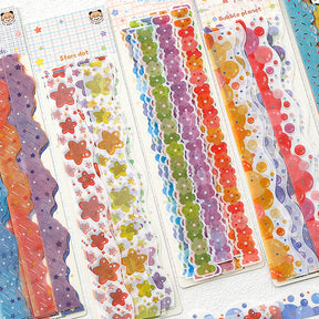 Candy Color Stars Flowers Bubbles Border Decoration Washi Stickers c