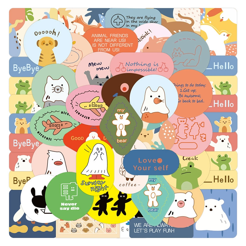 Cartoon Cute Little Animal Rabbit Bear Vinyl Sticker2