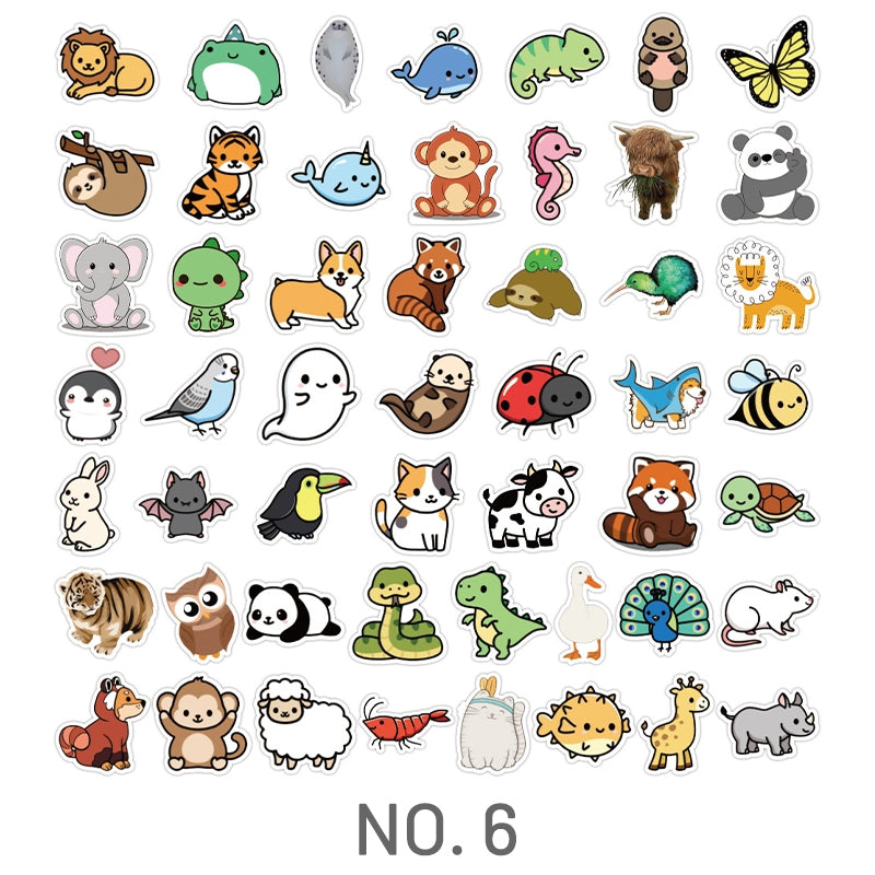 Cute Cartoon Animal Vinyl Sticker Art Journal Deco Stickers