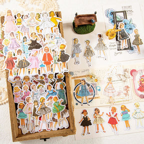 Childhood Party Retro Fashionable Dress Girls Washi Stickers a
