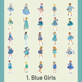 Childhood Party Retro Fashionable Dress Girls Washi Stickers sku-1