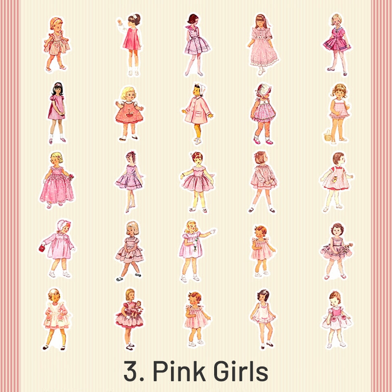 Childhood Party Retro Fashionable Dress Girls Washi Stickers sku-3