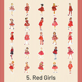 Childhood Party Retro Fashionable Dress Girls Washi Stickers sku-5