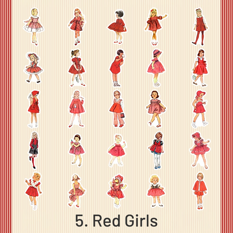 Childhood Party Retro Fashionable Dress Girls Washi Stickers sku-5