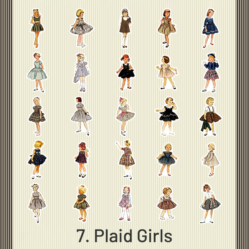 Childhood Party Retro Fashionable Dress Girls Washi Stickers sku-7