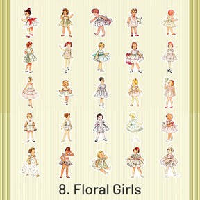 Childhood Party Retro Fashionable Dress Girls Washi Stickers sku-8