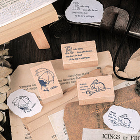 Childhood Story Character Plant Text Wooden Rubber Stamp b2