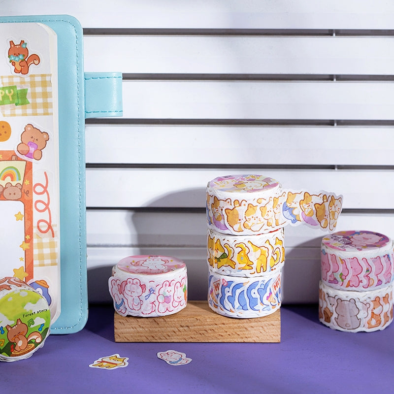 Cloud Zoo Cute Cartoon Animal Washi Sticker Roll b2