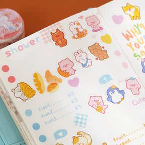 Cloud Zoo Cute Cartoon Animal Washi Sticker Roll c