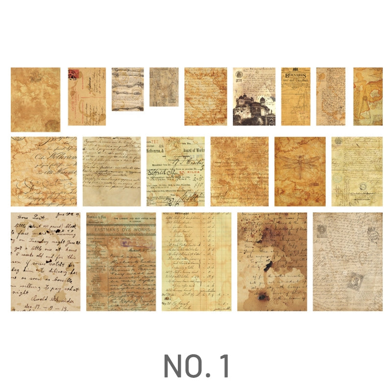 Manuscript-Vintage Coffee Stained Scrapbook Paper - Butterfly, Flower, Plant, Fairy Tale, Newspaper, Music, Manuscript, Bill