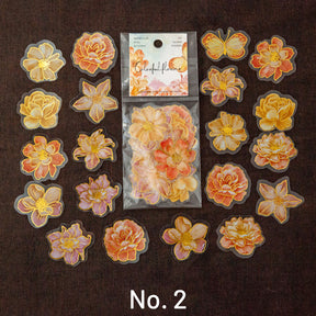 Colorful Flower Hot Stamping Plant PET Sticker Pack sku-2