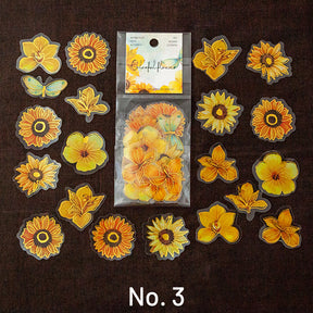 Colorful Flower Hot Stamping Plant PET Sticker Pack sku-3